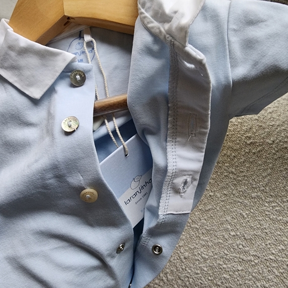 Laranjinha Light Blue Baby Romper with White Collar | 6M | NWT - Picture 7 of 7